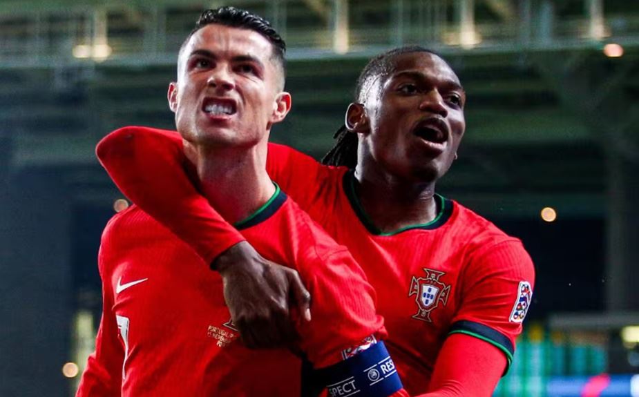 Cristiano Ronaldo e Rafael Leão (FOTO: Reprodução) Diário do Grande ABC - Notícias e informações do Grande ABC: Santo André, São Bernardo, São Caetano, Diadema, Mauá, Ribeirão Pires e Rio Grande da Serra