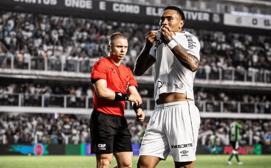 Wendel Silva comemora gol (FOTO: @raulbaretta_photo / Santos FC) Diário do Grande ABC - Notícias e informações do Grande ABC: Santo André, São Bernardo, São Caetano, Diadema, Mauá, Ribeirão Pires e Rio Grande da Serra