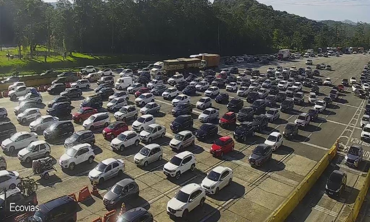Pedágio na Imigrantes nesta sexta-feira (FOTO: Reprodução/Ecovias) Diário do Grande ABC - Notícias e informações do Grande ABC: Santo André, São Bernardo, São Caetano, Diadema, Mauá, Ribeirão Pires e Rio Grande da Serra